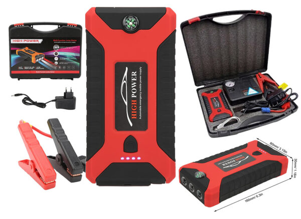بور بانك و شاحن بطارية السيارة مع كوابل متعدد الاستخدام Multi-Function Jump Starter Automobile Emergency Power Supply - Image 7