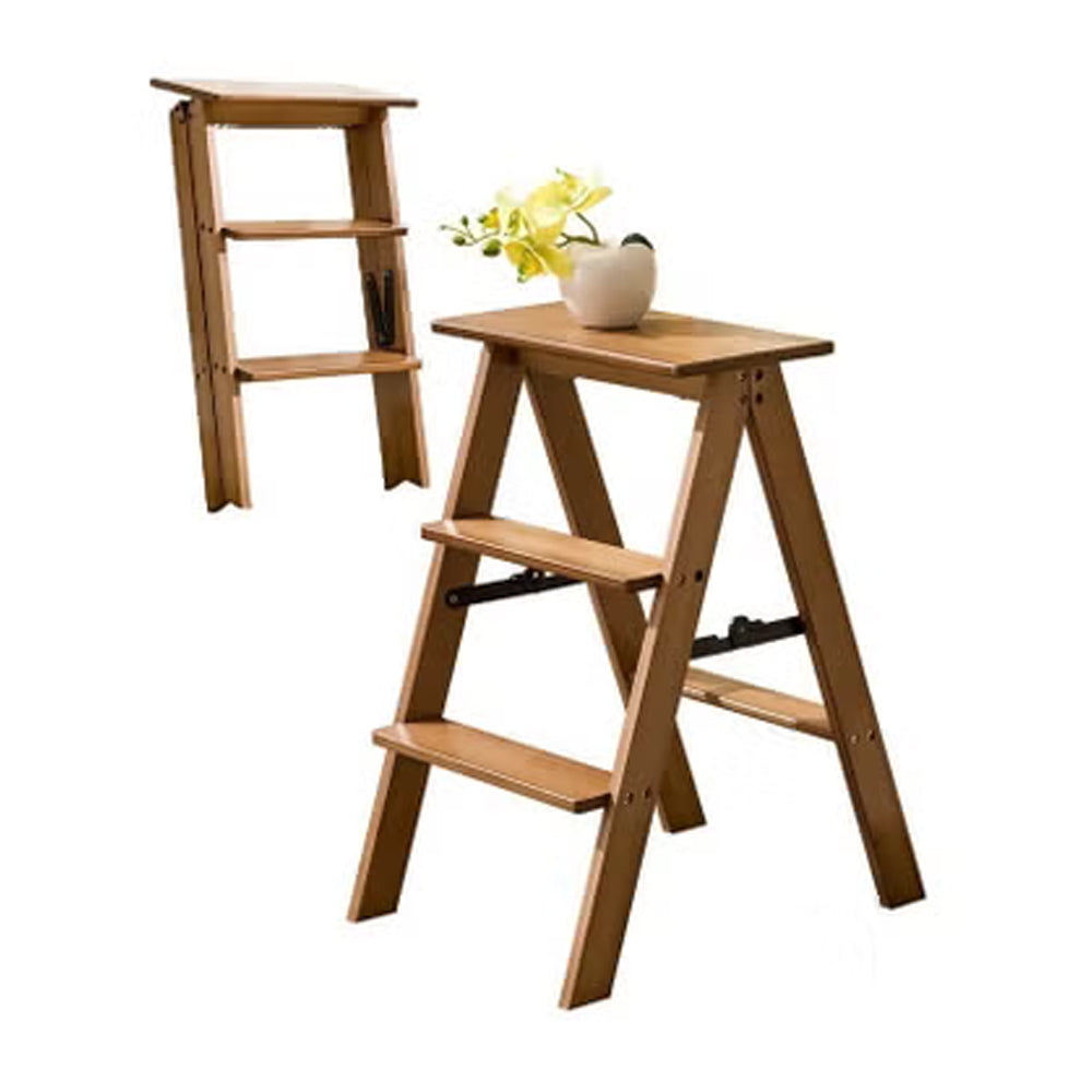 3-Step Folding Wooden Step Ladder سلم خشبي منزلي قابل للطي – 3 درجات